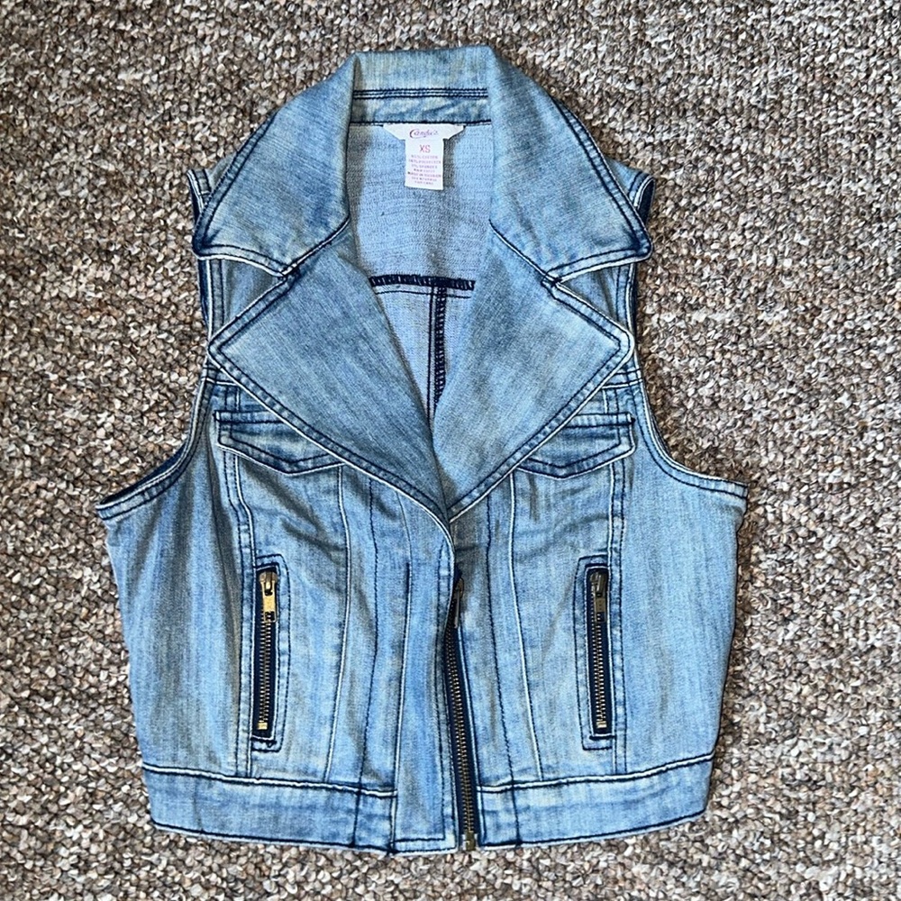 Stylish Candies Jean Zip Vest size XS